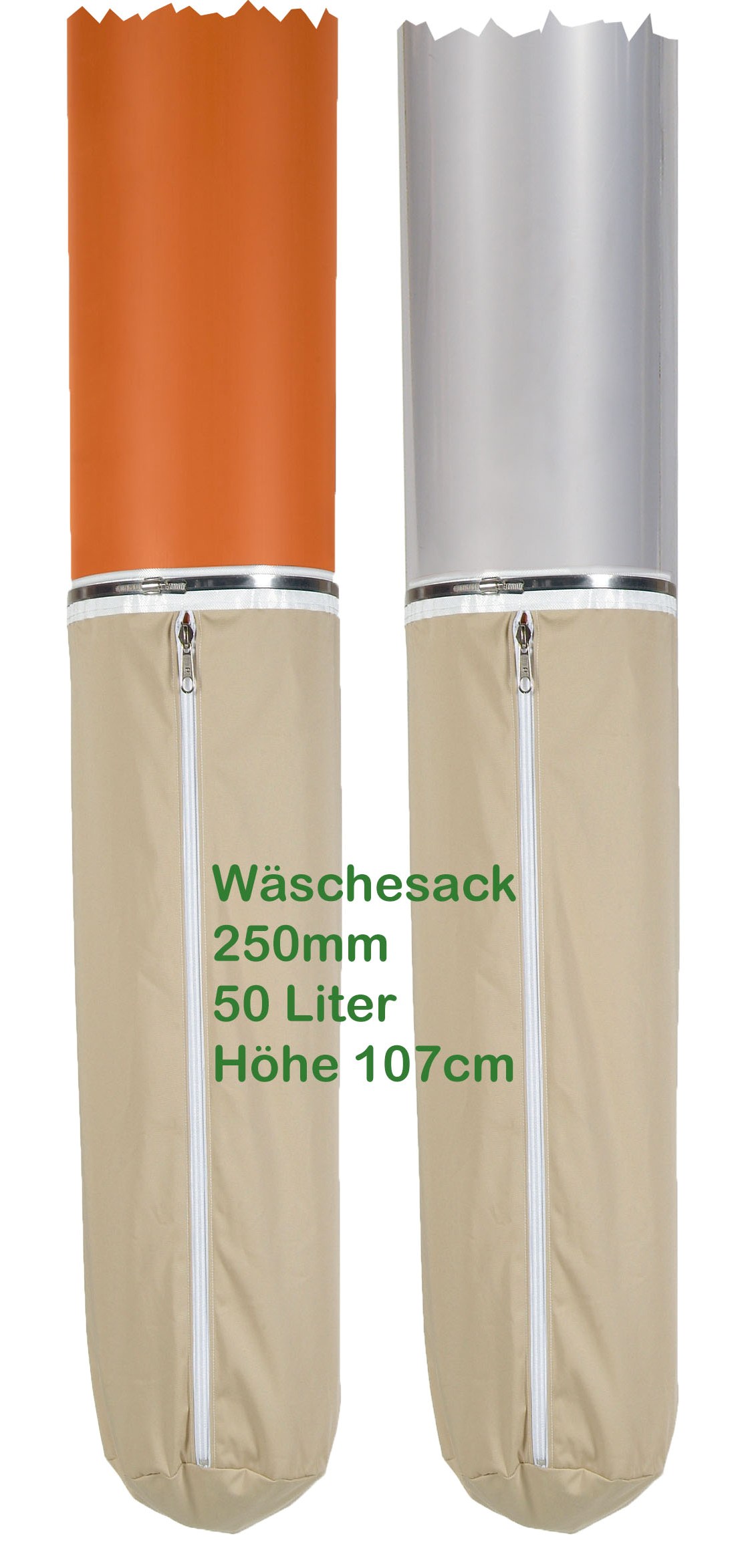 Wäschesack für Rohrende mit 250 mm, 50 Liter